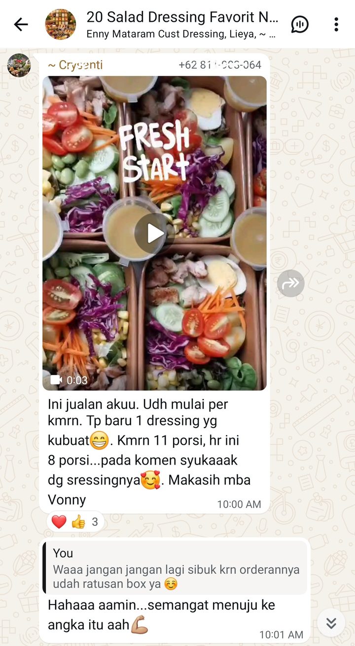 Testimoni pembeli via WhatsApp
