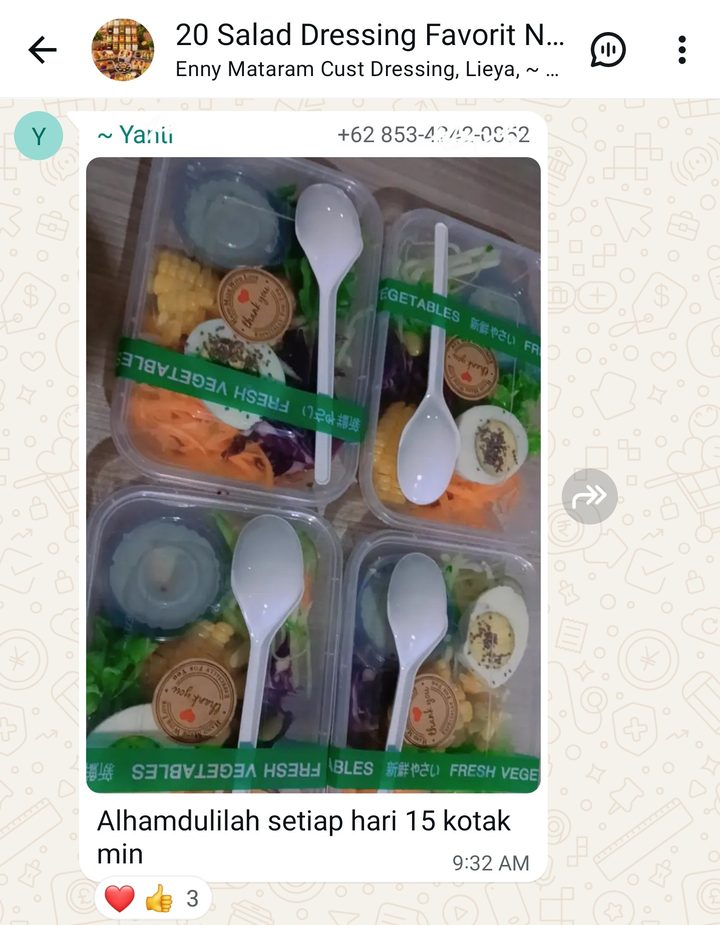 Testimoni pembeli via WhatsApp