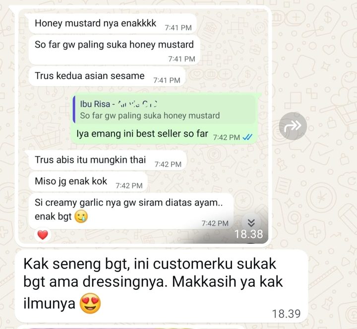 Testimoni pembeli via WhatsApp